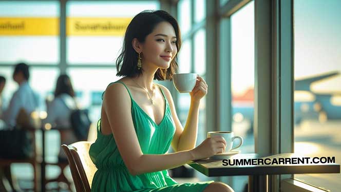 ดื่มกาแฟที่สนามบินสุวรรณภูมิ